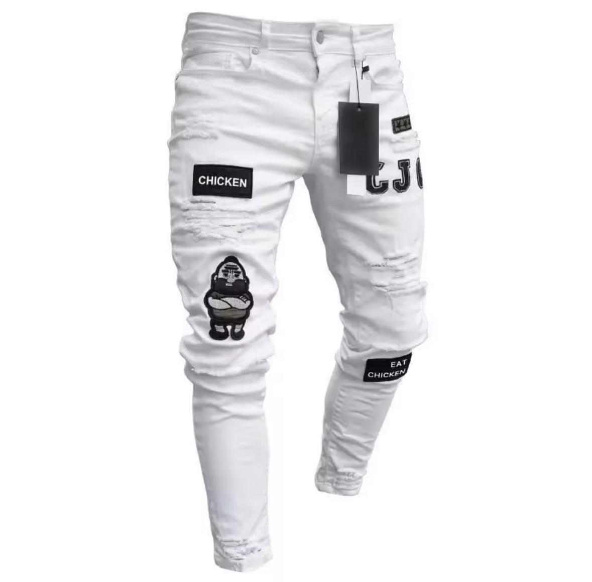 Men's new style fashion jeans, slim fit, ripped, small legs, cross-border, eBay, quick sale through Amazon Wish