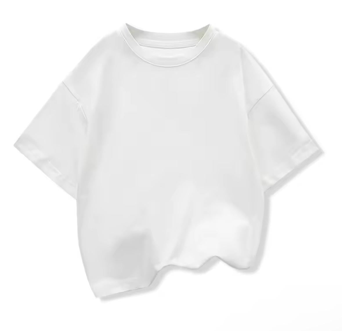 Children's Loose Multicolor Short-sleeved T-shirt, Pure Cotton Casual Student Top, Solid Color, Summer