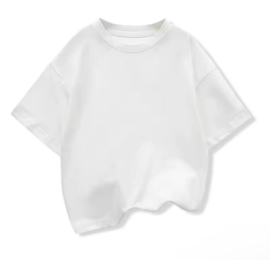 Children's Loose Multicolor Short-sleeved T-shirt, Pure Cotton Casual Student Top, Solid Color, Summer