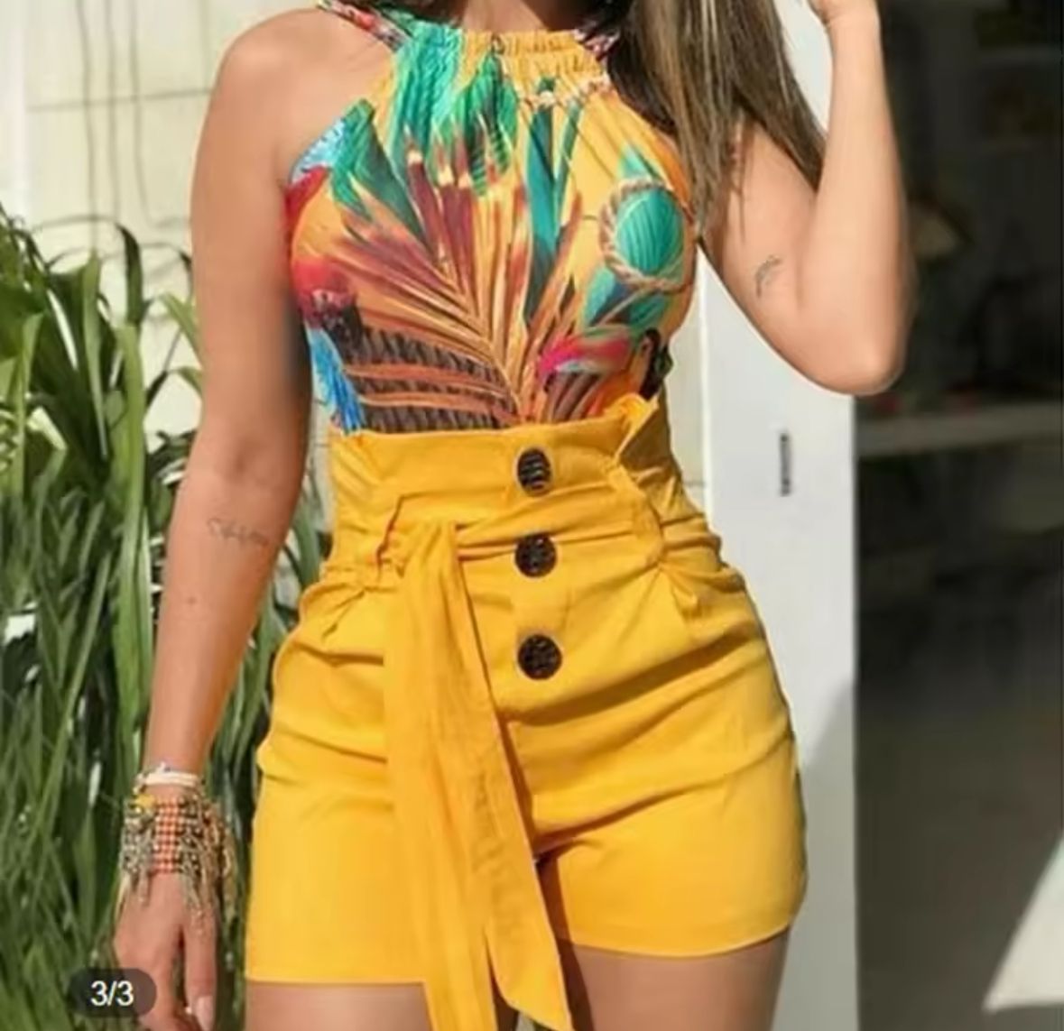 Women's Button Front Shorts, High Waist Shorts, Beachwear, Summer